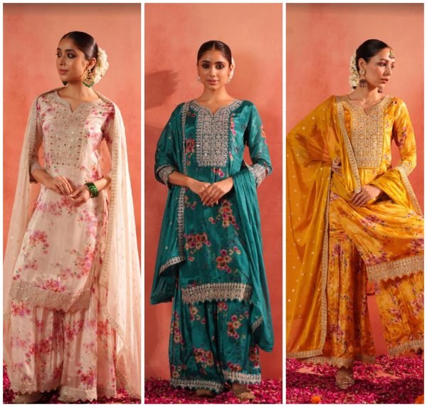 Digital Print Floral Pure Crepe Suit - 3 Pc - 3 Colors