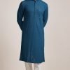 Mens Soft Flowy Reyon Chikankari Sequence work Kurta Pajama Sets - 2Pc - Plus Sizes