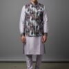 Soft Raw Silk Mens Kurta and Jacket Set - 3 Pc - Emerald Green, Light Green, Lilac