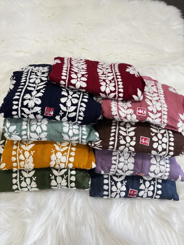 Premium Modal 2 Pc Kurti and Plazo Set - Mustard, Brown, Purple, Peach, Navy Blue, Olive Green, Sage Green, Maroon, Grey