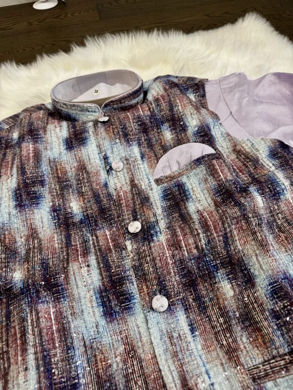 Soft Raw Silk Mens Kurta and Jacket Set - 3 Pc - Emerald Green, Light Green, Lilac