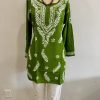 Reyon Chikankari Kurti with White Embroidery - Multiple Colors