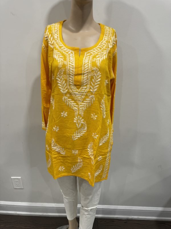 Reyon Chikankari Kurti with White Embroidery - Multiple Colors
