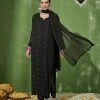Premium Viscouse Full Jaal Hand Embroidered 3Pc Suit - Black and White
