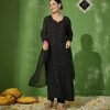 Premium Viscouse Full Jaal Hand Embroidered 3Pc Suit - Black and White