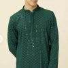 Mens Soft Flowy Reyon Chikankari Sequence work Kurta Pajama Sets - 2Pc - Plus Sizes