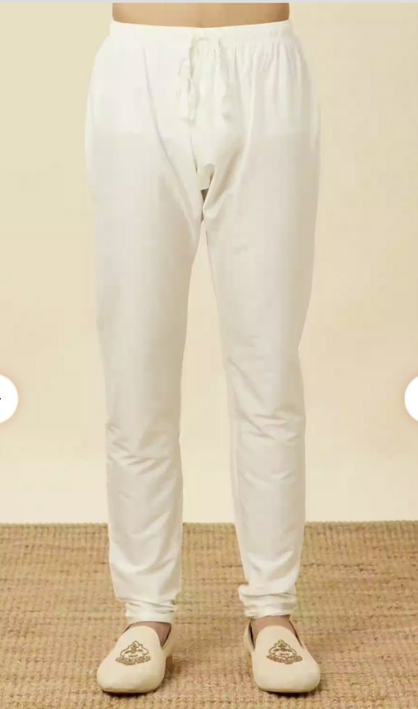 Mens Jacquard Silk Sequence Work Kurta with White Pajama - 2Pc