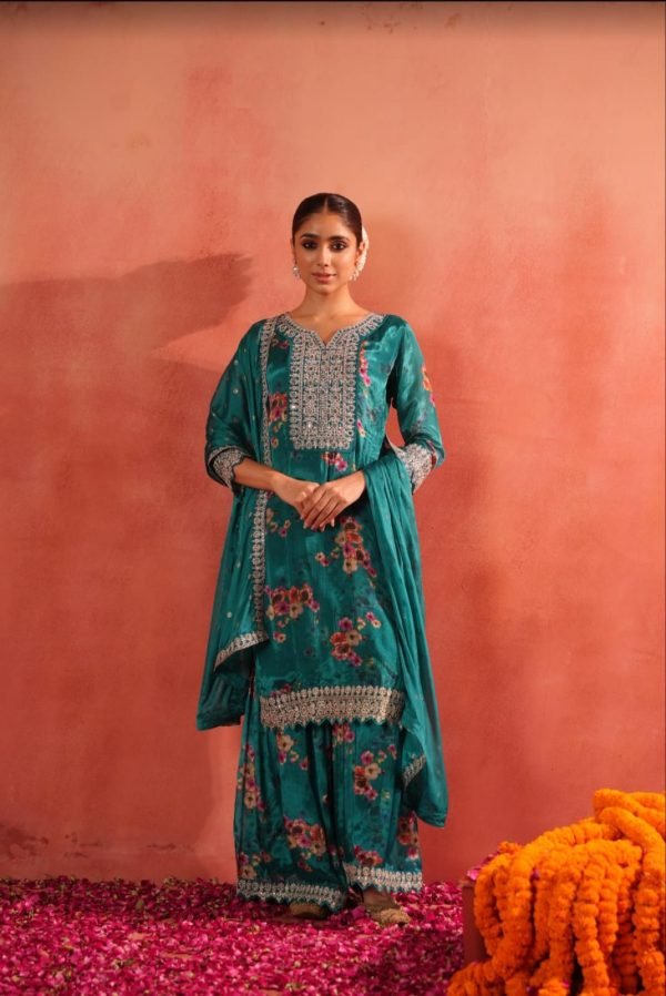 Digital Print Floral Pure Crepe Suit - 3 Pc - 3 Colors