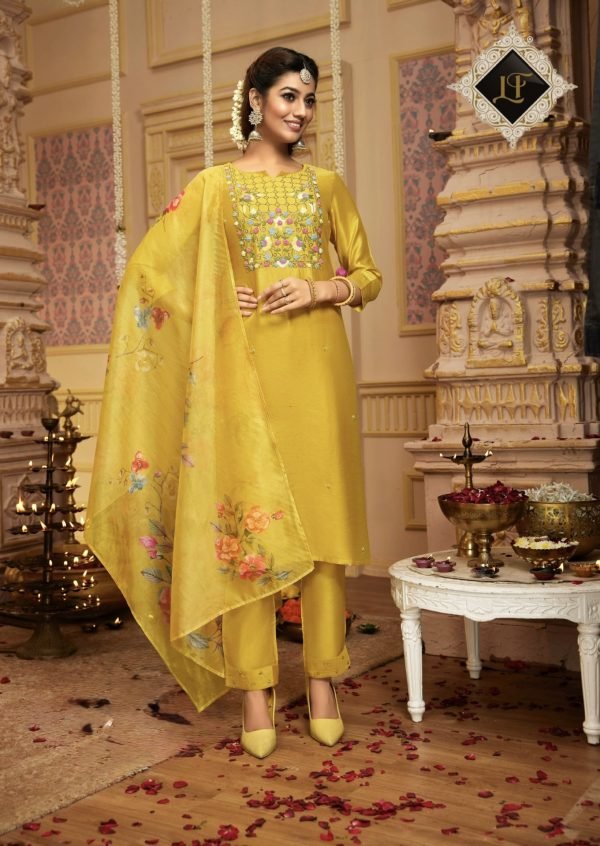 Modal Viscouse Casual Suit with Embroidery - 3Pc