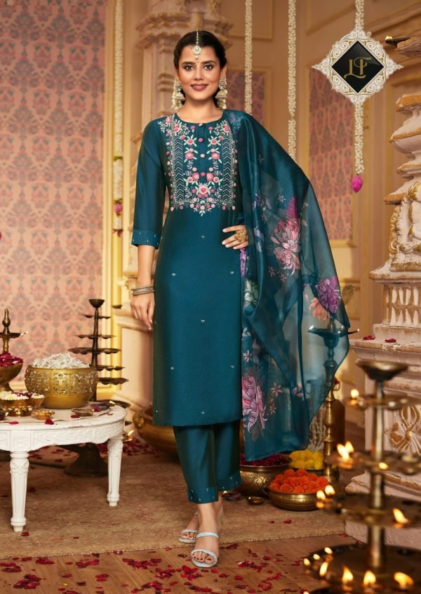 Modal Viscouse Casual Suit with Embroidery - 3Pc