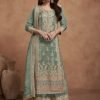 Pure Chinnon Soft Silk Designer Suit with Golden Work - 3Pc