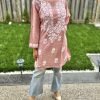 Modal Chikankari Mid Lenght Kurti with White Embroidery - Multiple Colors