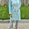 Modal Chikankari Mid Lenght Kurti with White Embroidery - Multiple Colors