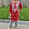 Modal Chikankari Mid Lenght Kurti with White Embroidery - Multiple Colors