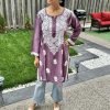 Modal Chikankari Mid Lenght Kurti with White Embroidery - Multiple Colors