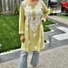 Modal Chikankari Mid Lenght Kurti with White Embroidery - Multiple Colors