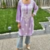 Modal Chikankari Mid Lenght Kurti with White Embroidery - Multiple Colors