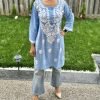 Modal Chikankari Mid Lenght Kurti with White Embroidery - Multiple Colors