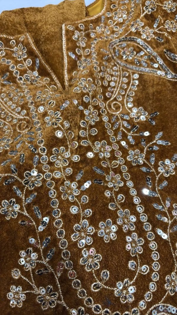 Viscouse Velvet Cord Set - Shirt With Pants - 2Pc - Only Golden Color - Final Sale