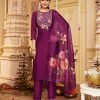 Modal Viscouse Casual Suit with Embroidery - 3Pc