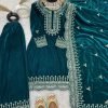 Velvet Designer Suit with Golden Work and Velvet Dupatta - 3Pc