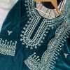 Velvet Designer Suit with Golden Work and Velvet Dupatta - 3Pc