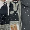 Georgette 3Pc Gharara Suit - Kurti, Gharara & Dupatta - 4 Colors Black, Plum, Hot Pink, White