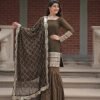 Georgette with Sequence work Gharara Suit - 3Pc - Olive Green / Red