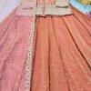 Simmer Soft Silk - Kurti, Lehnga & Dupatta - 3Pc - Rust and Pink