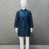 Boys Kids Mirror Sequence Work Kurta with White Pajama - 2Pc