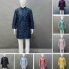 Boys Kids Mirror Sequence Work Kurta with White Pajama - 2Pc