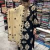 Kashmiri Embroidery Band Neck Suits - 3Pc - Black Golden