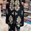Kashmiri Embroidery Band Neck Suits - 3Pc - Black Golden