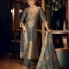 Banarasi Orgenza Straight Designer Suit with Golden Work - 3Pc - Multiple Colors