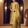Banarasi Orgenza Straight Designer Suit with Golden Work - 3Pc - Multiple Colors