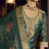 Banarasi Orgenza Straight Designer Suit with Golden Work - 3Pc - Multiple Colors