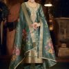 Banarasi Orgenza Straight Designer Suit with Golden Work - 3Pc - Multiple Colors