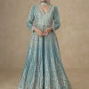 Viscouse Georgette Swaroski Diamond Anarkali Gown Dress - 4 Colors - 2Pc