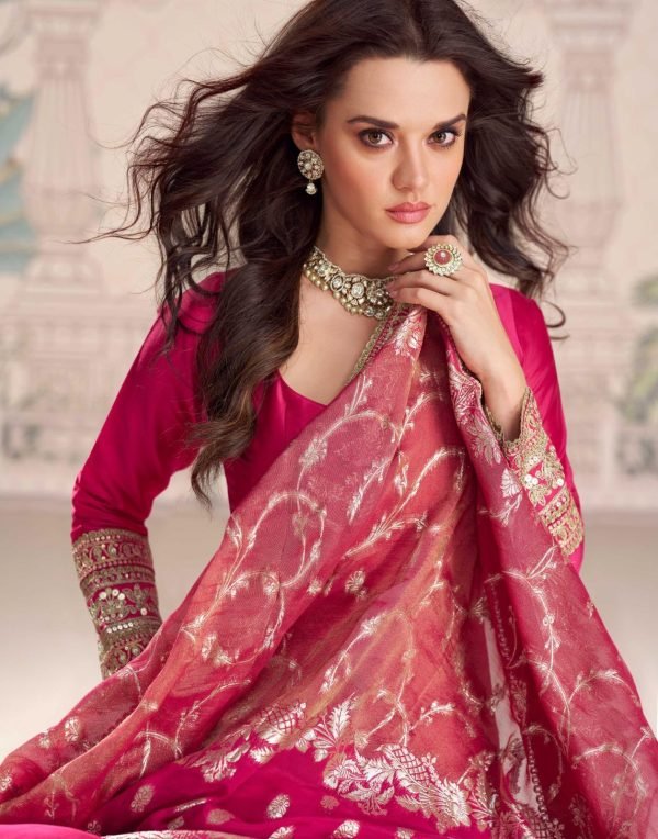 Silk Viscose Embroidered Festival Wear Gown Collection - 2 Pc