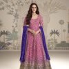 Viscouse Georgette Swaroski Diamond Anarkali Gown Dress - 3 Colors - 2Pc