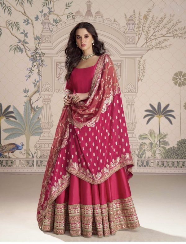 Silk Viscose Embroidered Festival Wear Gown Collection - 2 Pc