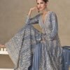 Viscouse Georgette Swaroski Diamond Anarkali Gown Dress - 4 Colors - 2Pc