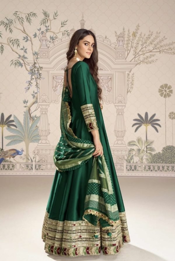 Silk Viscose Embroidered Festival Wear Gown Collection - 2 Pc