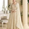 Viscouse Georgette Swaroski Diamond Anarkali Gown Dress - 3 Colors - 2Pc