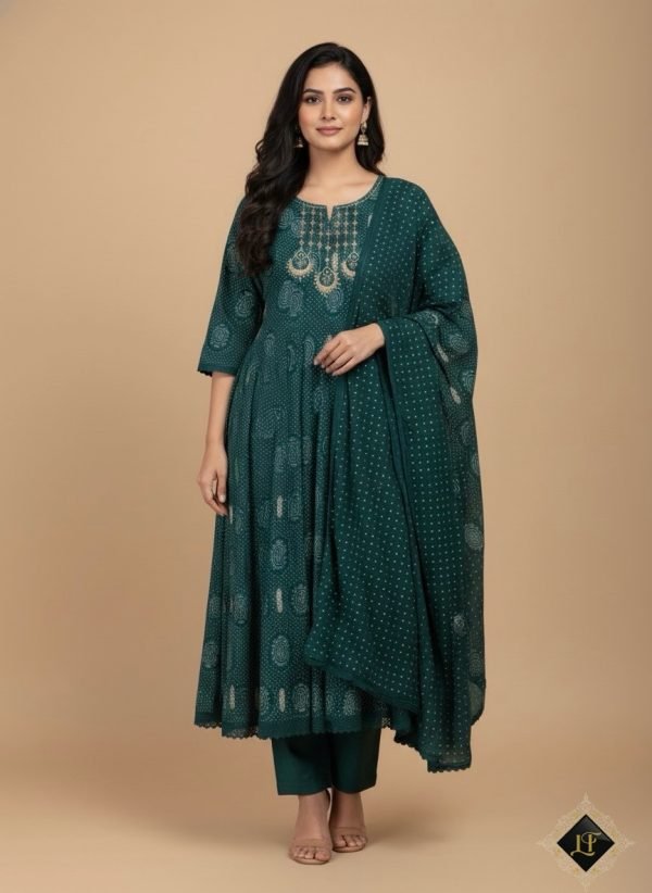 Pure Chinnon Aline Plus Size Anarkali Suits - 3 Pc - Jaipuri