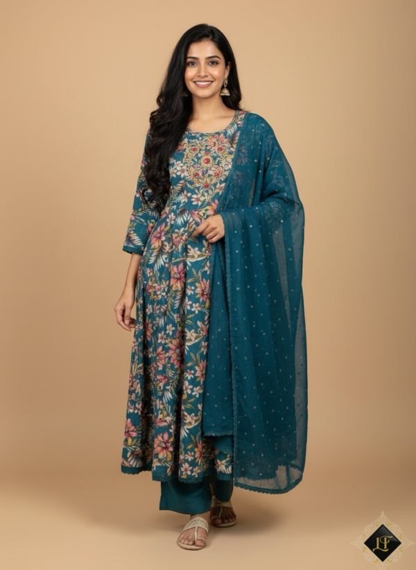 Pure Chinnon Aline Plus Size Anarkali Suits - 3 Pc - Jaipuri