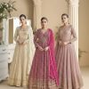 Viscouse Georgette Swaroski Diamond Anarkali Gown Dress - 3 Colors - 2Pc