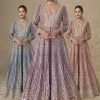 Viscouse Georgette Swaroski Diamond Anarkali Gown Dress - 4 Colors - 2Pc