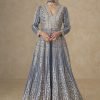 Viscouse Georgette Swaroski Diamond Anarkali Gown Dress - 4 Colors - 2Pc