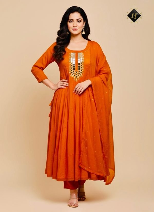 Pure Chinnon Aline Plus Size Anarkali Suits - 3 Pc - Jaipuri Dress